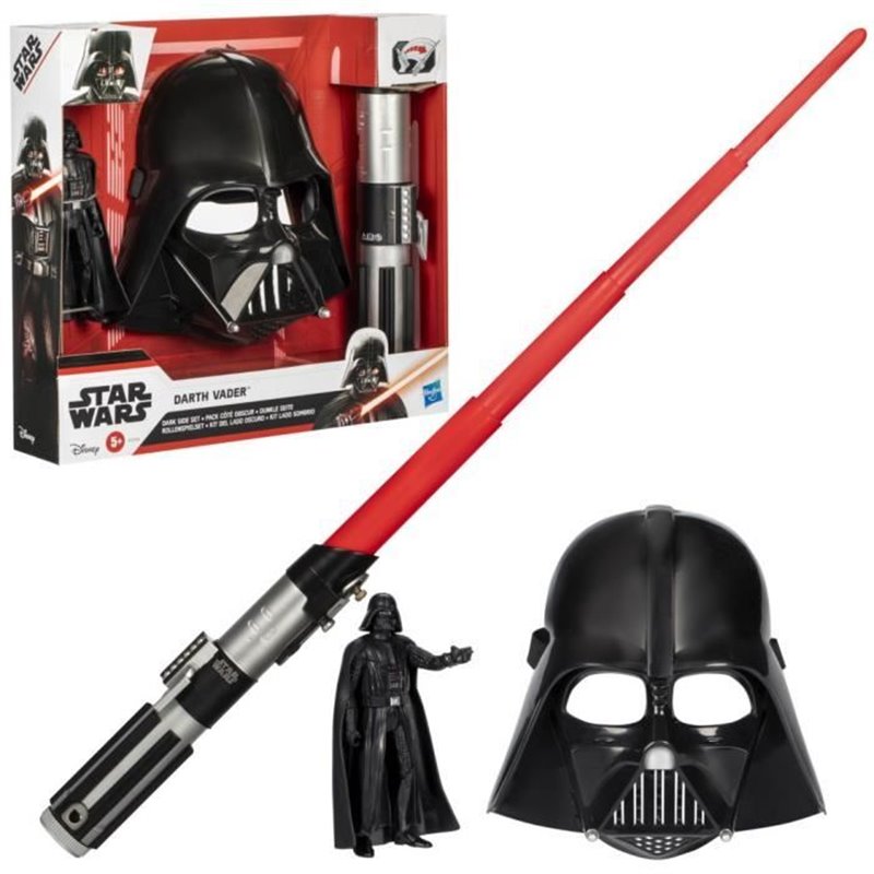 Pack Côté obscur Dark Vador, sabre laser rouge, masque Dark Vador et figurine de 15 cm, accessoire, des 4 ans, Star Wars