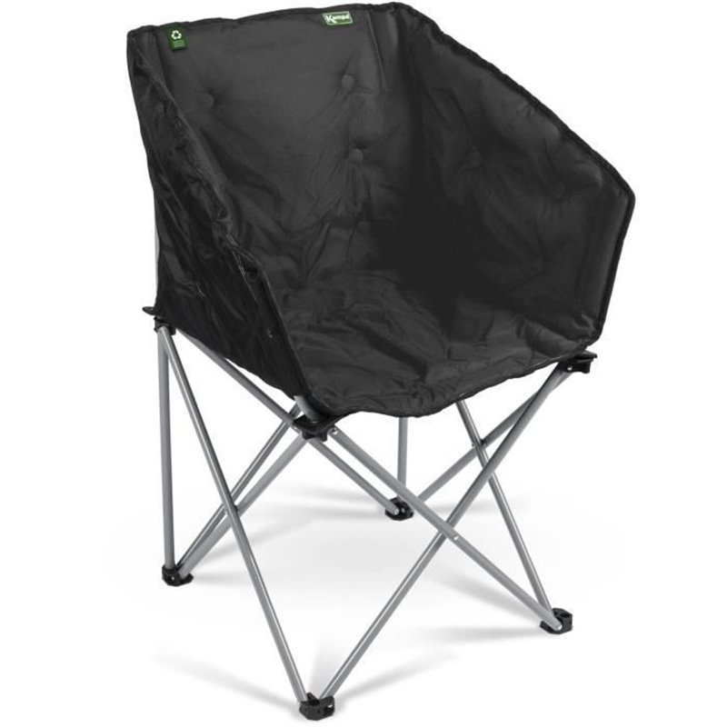 Fauteuil pliant - KAMPA - Tub Chair Eco Charcoal - Léger, matelassé rPET, noir, recyclés, acier, sac de transport, suppo