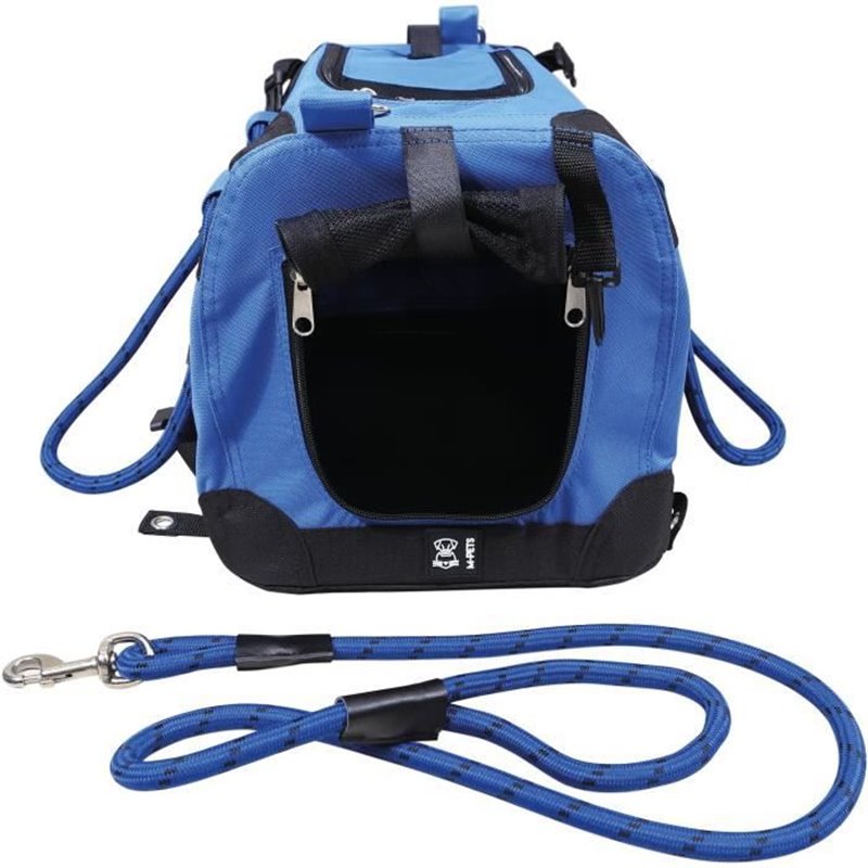 Sac de transport - M PETS - REMIX 2 en 1 Bleu - 41 x 28 x 28 cm - Pliable - Léger - Ceinture baudrier