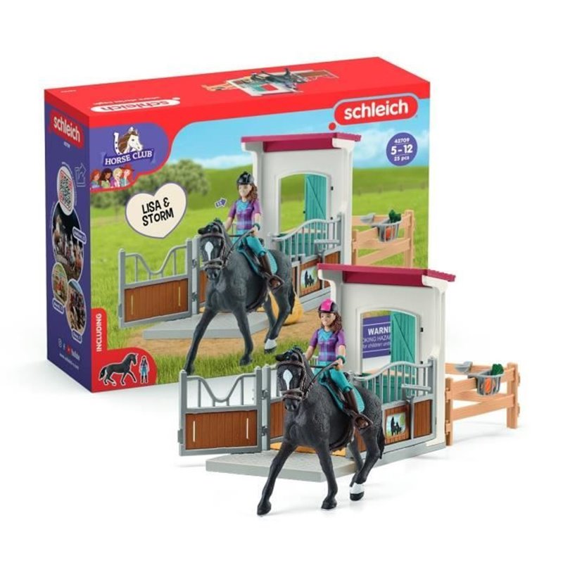 Horse Box Lisa et Storm, Figurine cheval et accessoires, SCHLEICH 42709 Horse Club, des 5 ans