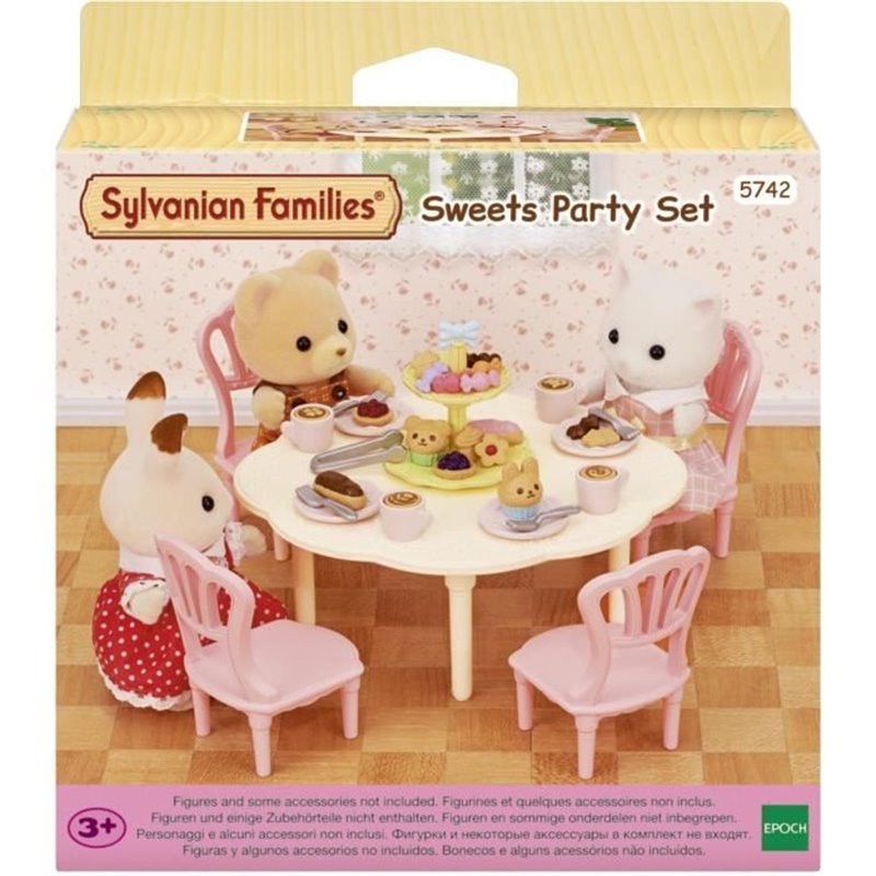 La table du goûter - SYLVANIAN FAMILIES - 5742 - Set de table avec chaises, vaisselle et pâtisseries