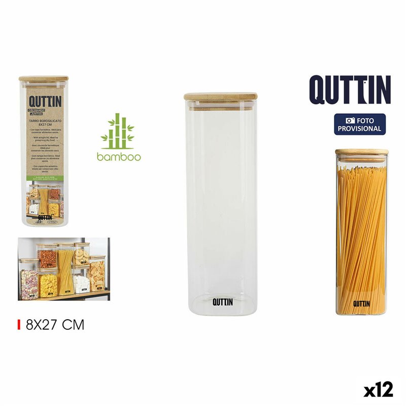 Boîte Quttin Bambou Carré 1,3 L 8 x 27 cm (12 Unités)