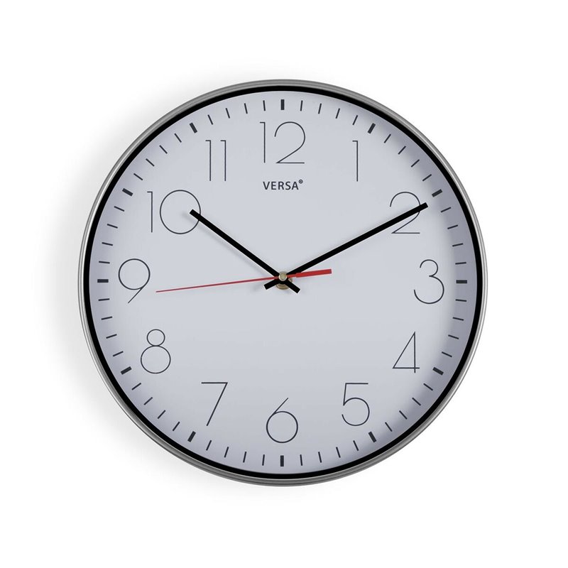 Horloge Murale Versa Blanc Argenté Plastique Quartz 4,3 x 30,5 x 30,5 cm