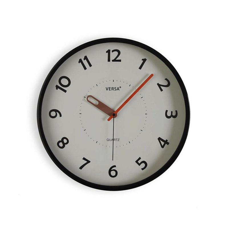 Horloge Murale Versa Noir Plastique 4 x 30 x 30 cm