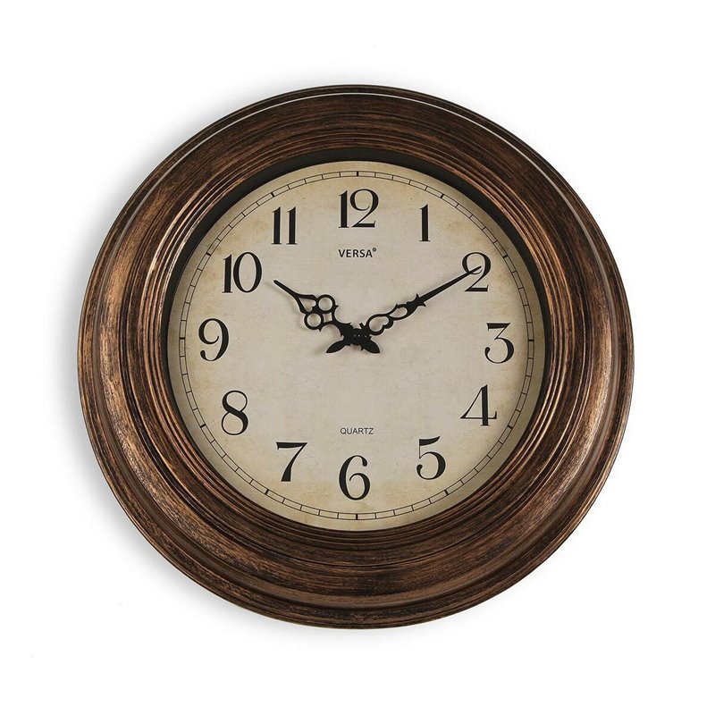 Horloge Murale Versa Antique Doré Plastique 4,5 x 51 x 51 cm