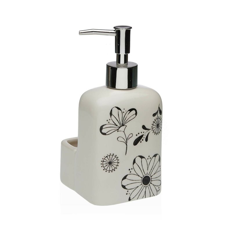 Image secondaire de Distributeur de Savon Versa Céramique ABS Dolomite Fleurs 9 x 18,5 x 8 cm