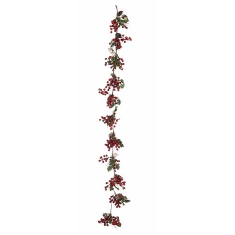 Image secondaire de Guirlande de Noël Branche Fruits rouges Vert Plastique 15 x 7,5 x 156 cm (6 Unités)