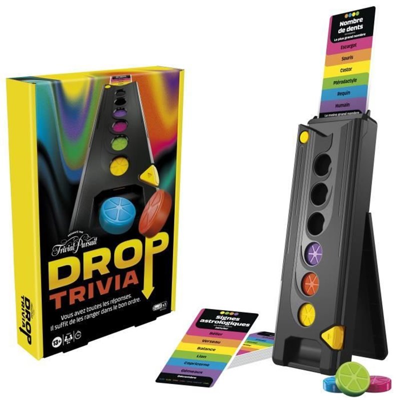 Drop Trivia, jeu de groupe électronique avec voix et sons, Des 13 ans, 2 joueurs ou +, 15 min, inspiré de Trivial Pursui