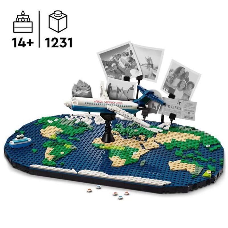 Image secondaire de LEGO Family 41838 Souvenirs de Voyages - Carte du Monde - Cadeau pour les Voyageurs