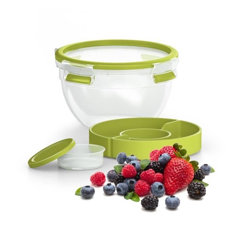 TEFAL Masterseal To Go Salad Box, Boîte alimentaire 1 L, 2 compartiments, 100% hermétique, Sans BPA, Garantie 30 ans K31