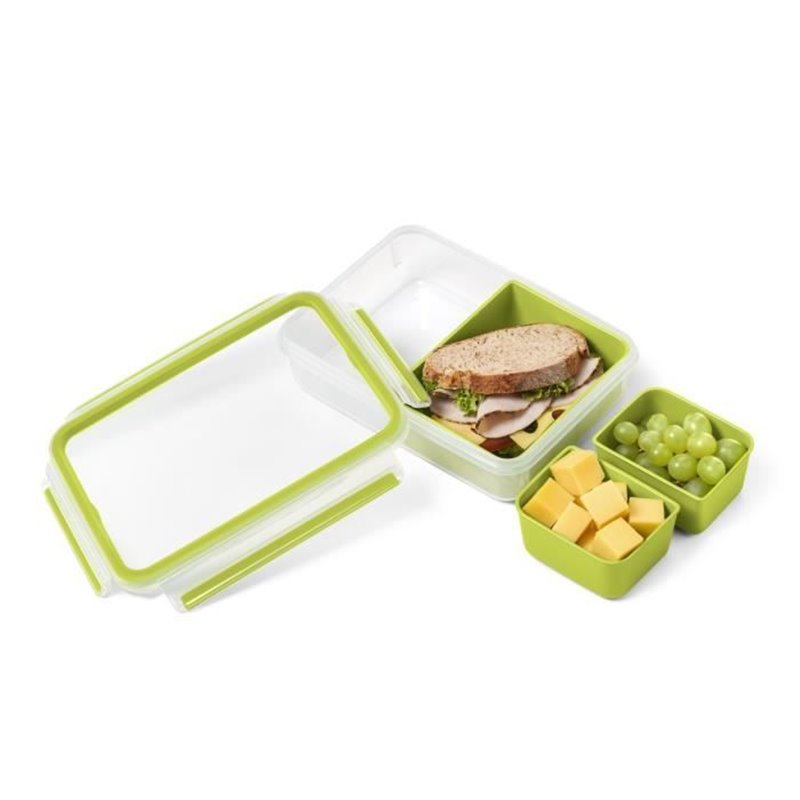 TEFAL Masterseal To Go Lunch Box, Boîte a déjeuner 1,2 L, 3 compartiments, 100% hermétique, Sans BPA, Garantie 30 ans K3