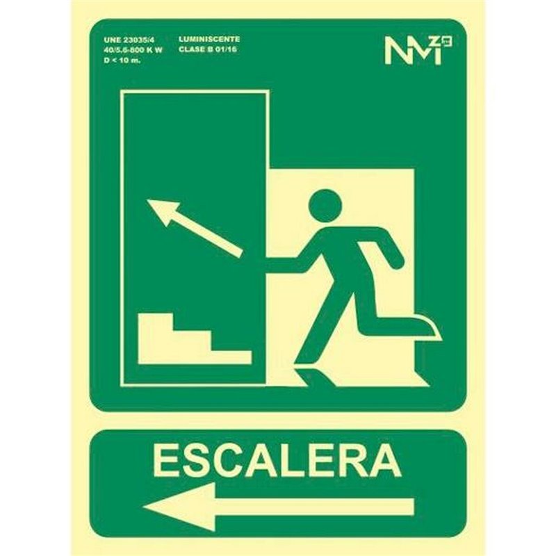 Panneau Archivo 2000 SALIDA DE EMERGENCIA ESCALERA SUBE IZQUIERDA PVC 22,4 x 30 cm