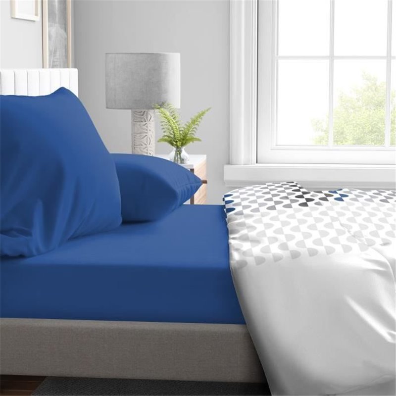 Image secondaire de Drap housse - HOME LINGE PASSION - HP71763 - 90 x 190 cm + 30 cm bonnet - Microfibre - 82 g - Bleu