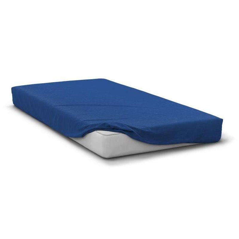 Drap housse - HOME LINGE PASSION - HP71775 - 180 x 200 cm + 30 cm bonnet - Microfibre - 82 g - Bleu