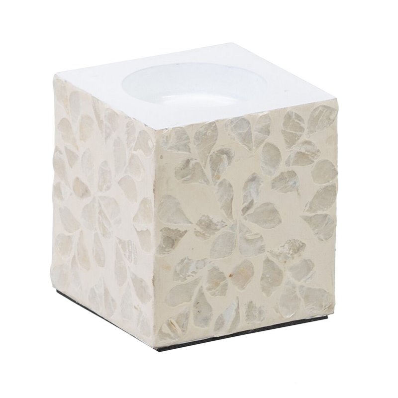 Bougeoir Beige Nacre noire Bois MDF 10,5 x 10,5 x 10,5 cm