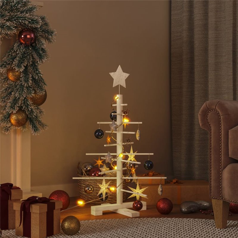 vidaXL Arbre de Noël en bois pour décoration 75 cm bois massif de pin