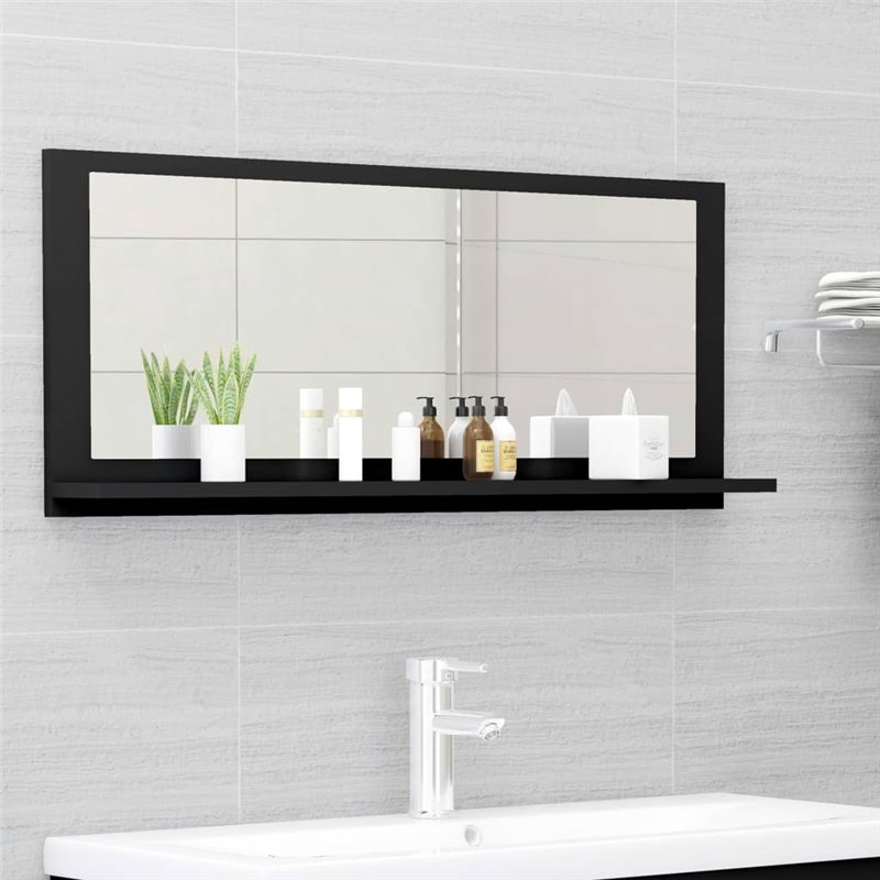 vidaXL Miroir de salle de bain Noir 90x10,5x37 cm Aggloméré