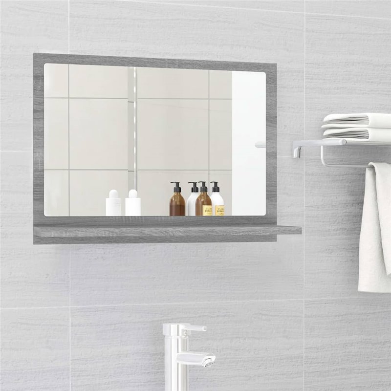 vidaXL Miroir de bain Sonoma gris 60x10,5x37 cm Bois d'ingénierie