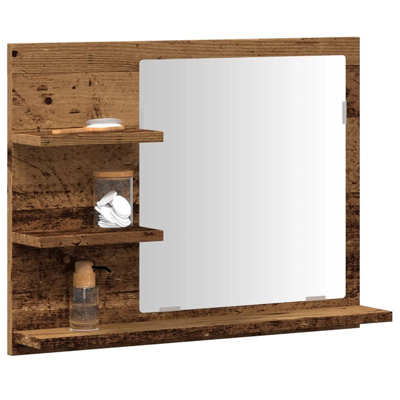 vidaXL Armoire à miroir de salle de bain vieux bois bois d'ingénierie