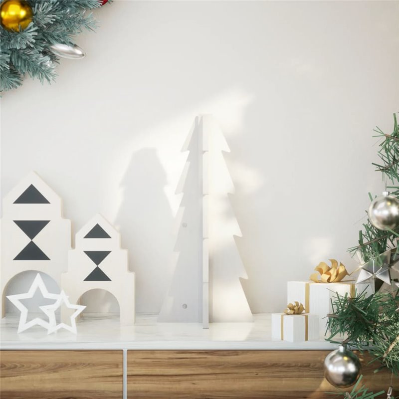 vidaXL Arbre de Noël en bois pour décoration blanc 49 cm pin massif