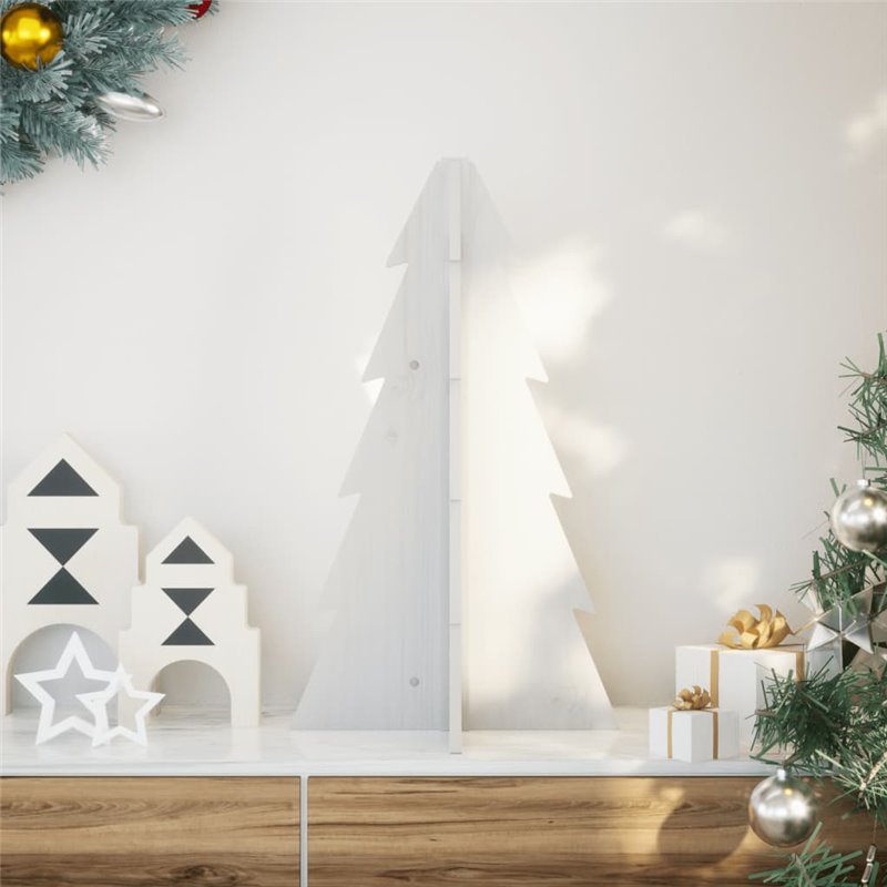 vidaXL Arbre de Noël en bois pour décoration blanc 69,5 cm pin massif