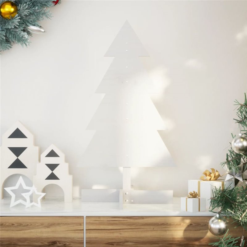 vidaXL Arbre de Noël en bois pour décoration blanc 80 cm pin massif