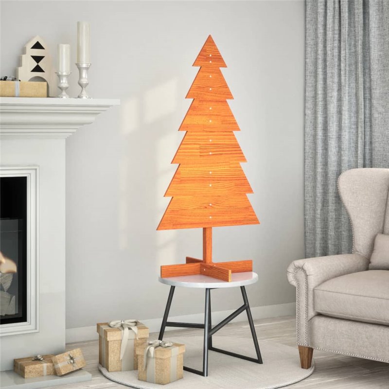 vidaXL Arbre de Noël en bois pour décoration 120 cm bois de pin massif