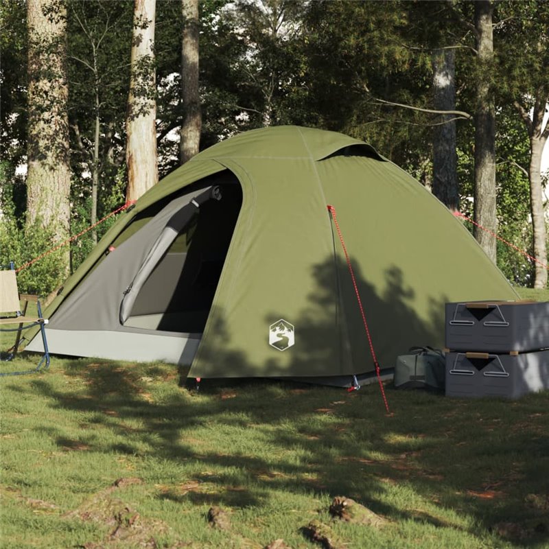 vidaXL Tente de camping à dôme 4 personnes vert olive imperméable