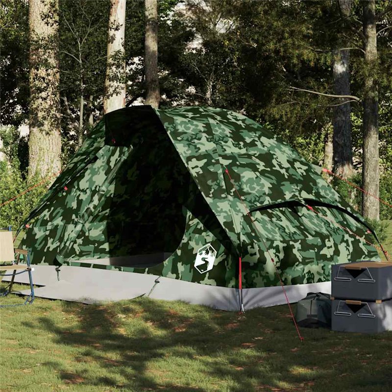 vidaXL Tente de camping à dôme 4 personnes camouflage imperméable