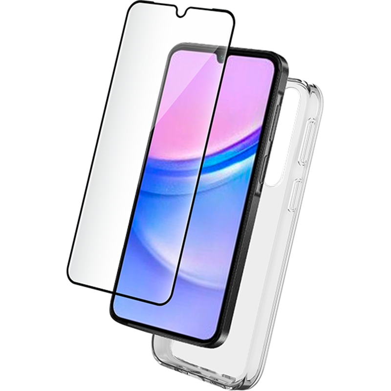 Pack Samsung Galaxy A16 4G / Galaxy A16 5G Accessoires Coque Transparente + Verre trempé + SmartFrame - 60% verre recycl