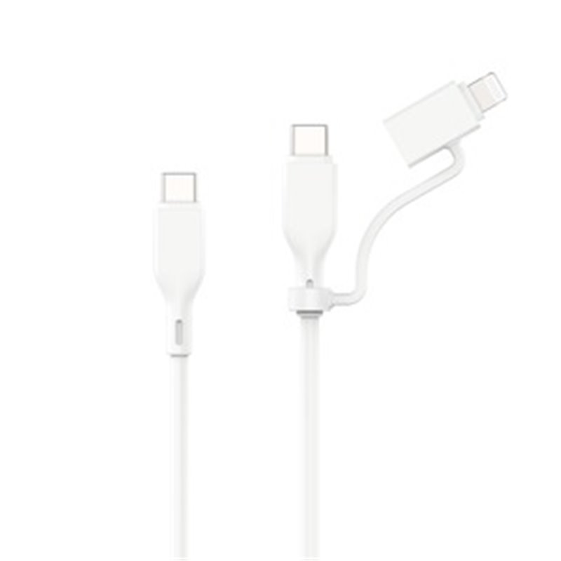 CABLE 2EN1 USB-C VERS USB-C/LIGHTNING 1M BLANC