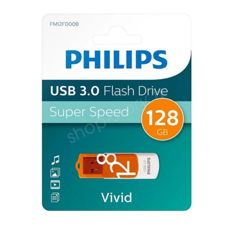 Philips FM12FD00B lecteur USB flash 128 Go USB Type-A 3.2 Gen 1 (3.1 Gen 1) Orange, Blanc