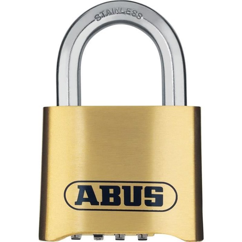 Cadenas à combinaison - ABUS - 180IB/50 B/DFNLI - Corps laiton forgé - Anse inox - Code numérique à quatre chiffres