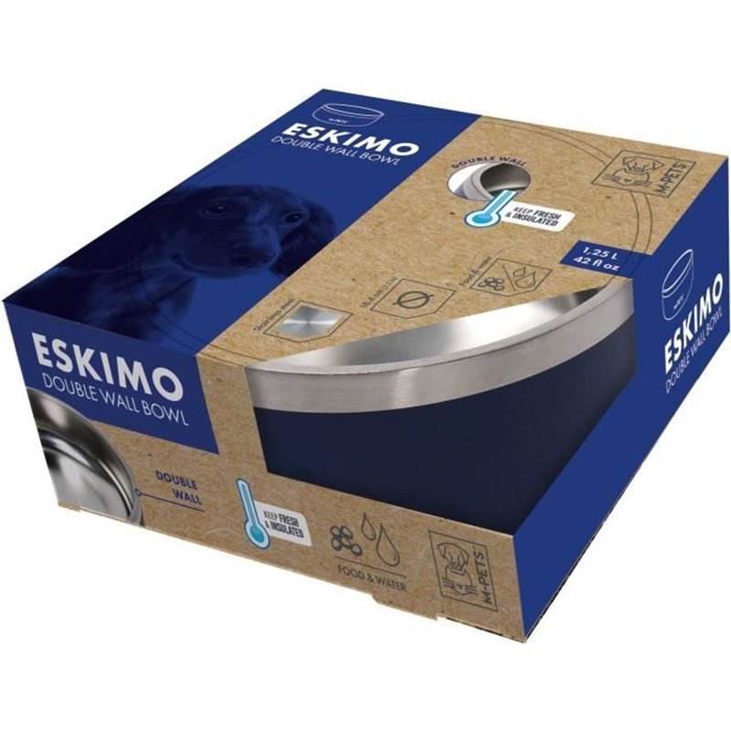 Image secondaire de Gamelle - M PETS - ESKIMO - Double paroi 1.25 L - Noir - Acier inoxydable, antidérapant, inodore, antirouille, lavable