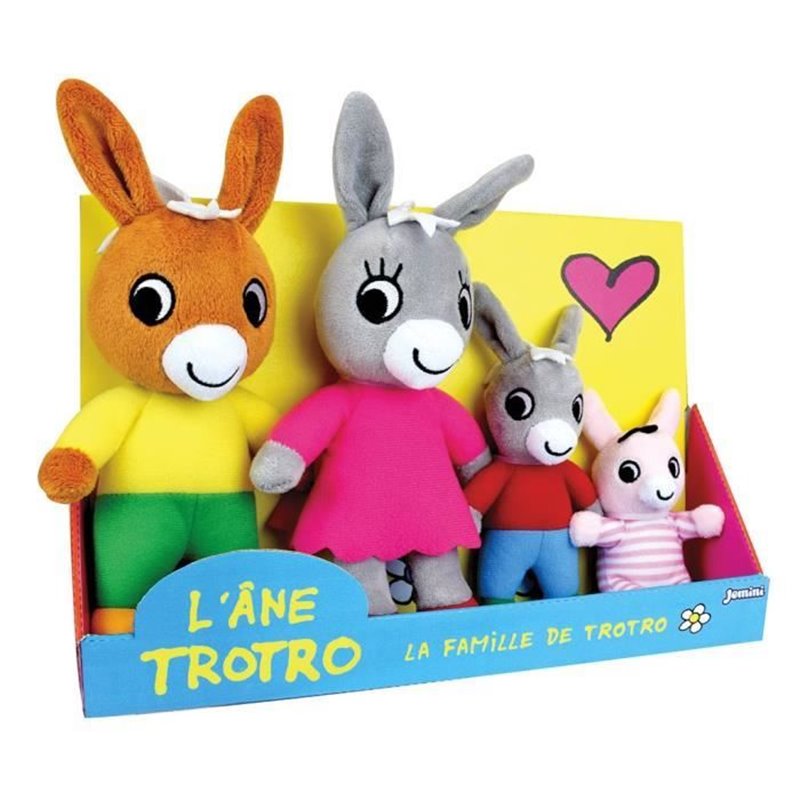 Image secondaire de Coffret Peluche Trotro et Famille +/- 15 cm - JEMINI - Trotro, sa maman, son papa et sa petite soeur.