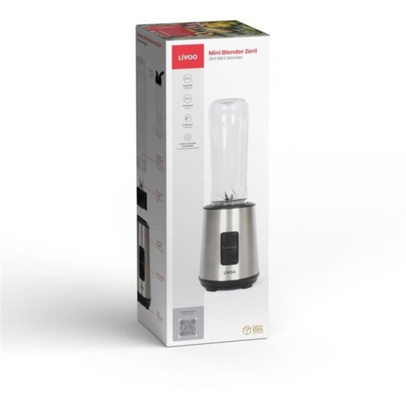 Image secondaire de Mini blender - LIVOO - DOP240 - 600 ml - 300 W - Acier inoxydable / Noir