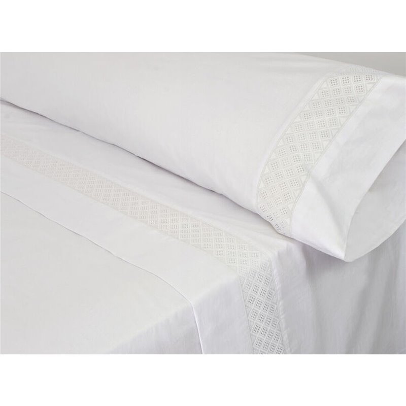 Jeu de draps Pierre Cardin ELISA Blanc Gran lit 2 persones 4 Pièces