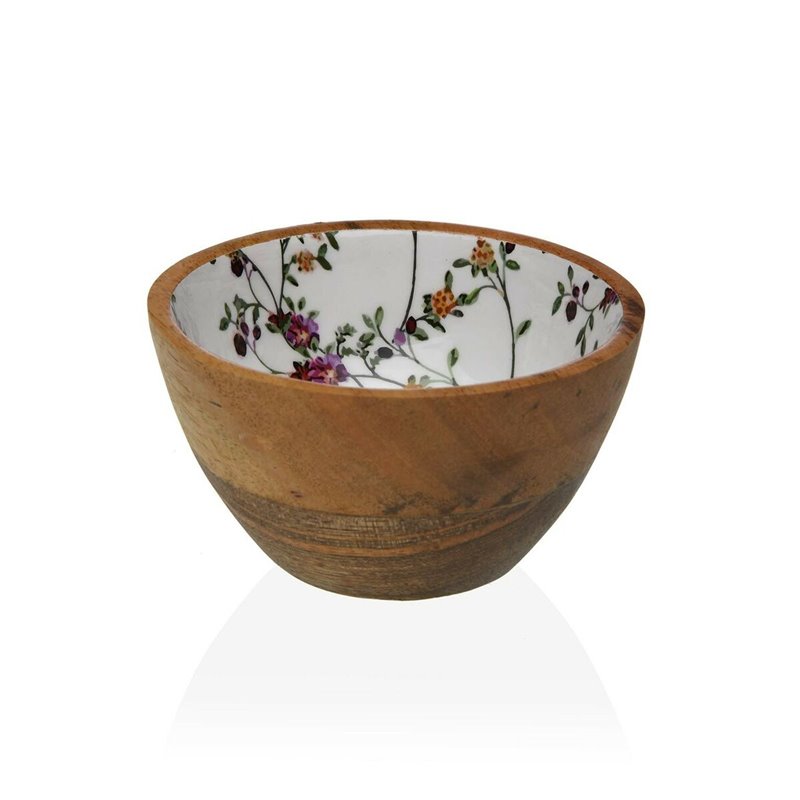 Bol Versa Fleurs Campagne Bambou Porcelaine Bois de manguier 13 x 7 x 13 cm