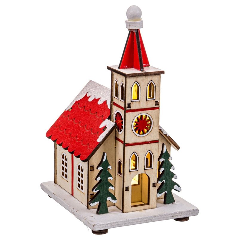 Décorations de Noël Multicouleur Église 9,5 x 7,5 x 14,5 cm