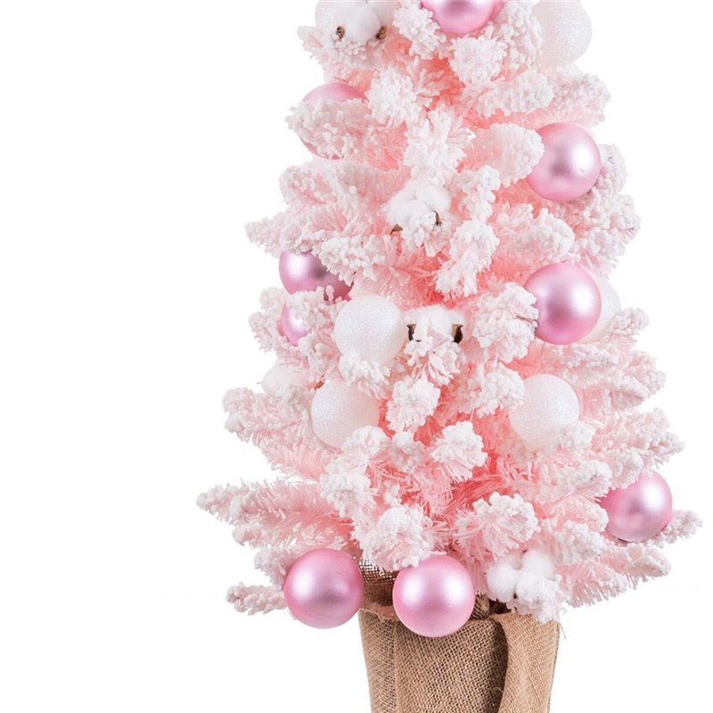 Image secondaire de Sapin de Noël Rose PVC Fleurs Balles 30 x 30 x 90 cm