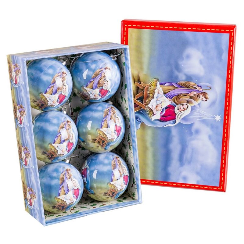 Boules de Noël Multicouleur Polyfoam Naissance/Crèche Ø 7,5 cm (6 Unités)