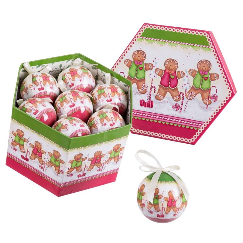 Boules de Noël Multicouleur Polyfoam Ø 7,5 cm Bonhomme en pain d'épices (14 Unités)