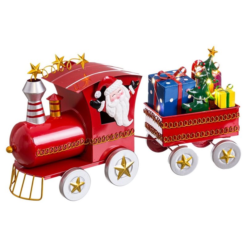 Décorations de Noël Multicouleur Train Père Noël 39 x 11 x 23 cm