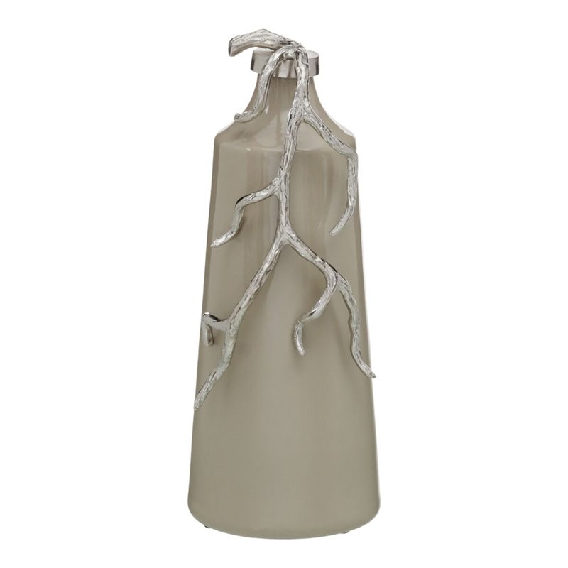 Bouteille Beige Argenté Aluminium Verre 17 x 16 x 44 cm Décorative