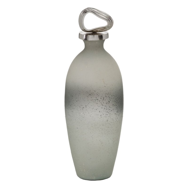 Bouteille Gris Argenté Aluminium Verre 15 x 15 x 46 cm Décorative