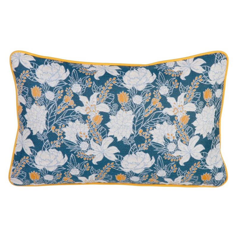 Coussin Bleu Fleurs 60 x 10 x 40 cm