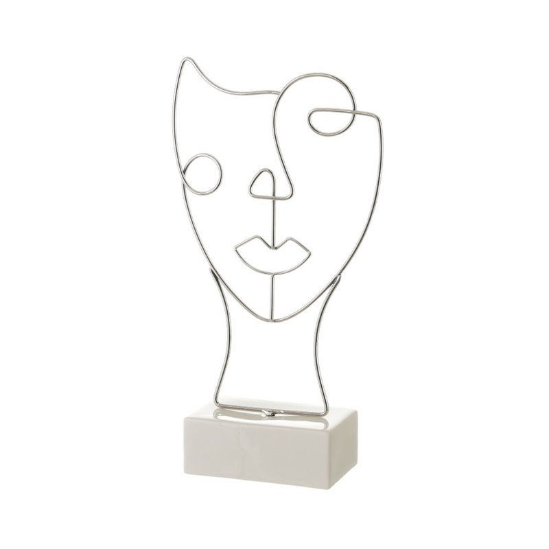 Figurine Décorative Blanc Argenté Céramique Fer 18,5 x 8 x 34,3 cm