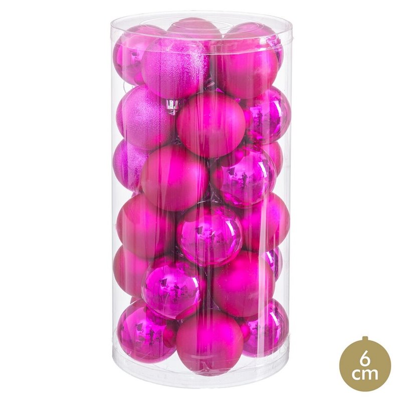 Boules de Noël Fuchsia Plastique Ø 6 cm (30 Unités)