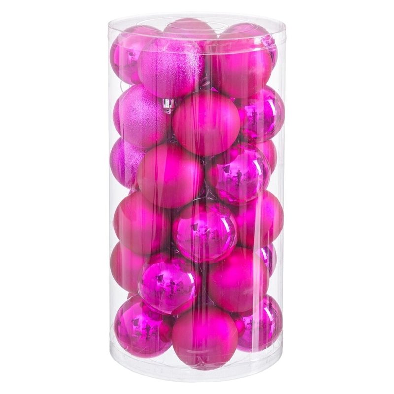 Image secondaire de Boules de Noël Fuchsia Plastique Ø 6 cm (30 Unités)