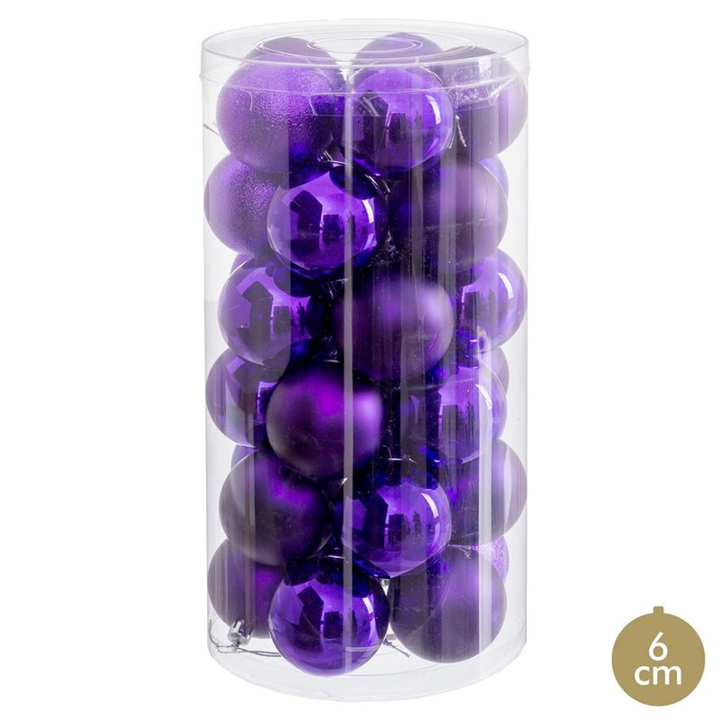 Boules de Noël Lila Plastique Ø 6 cm (30 Unités)